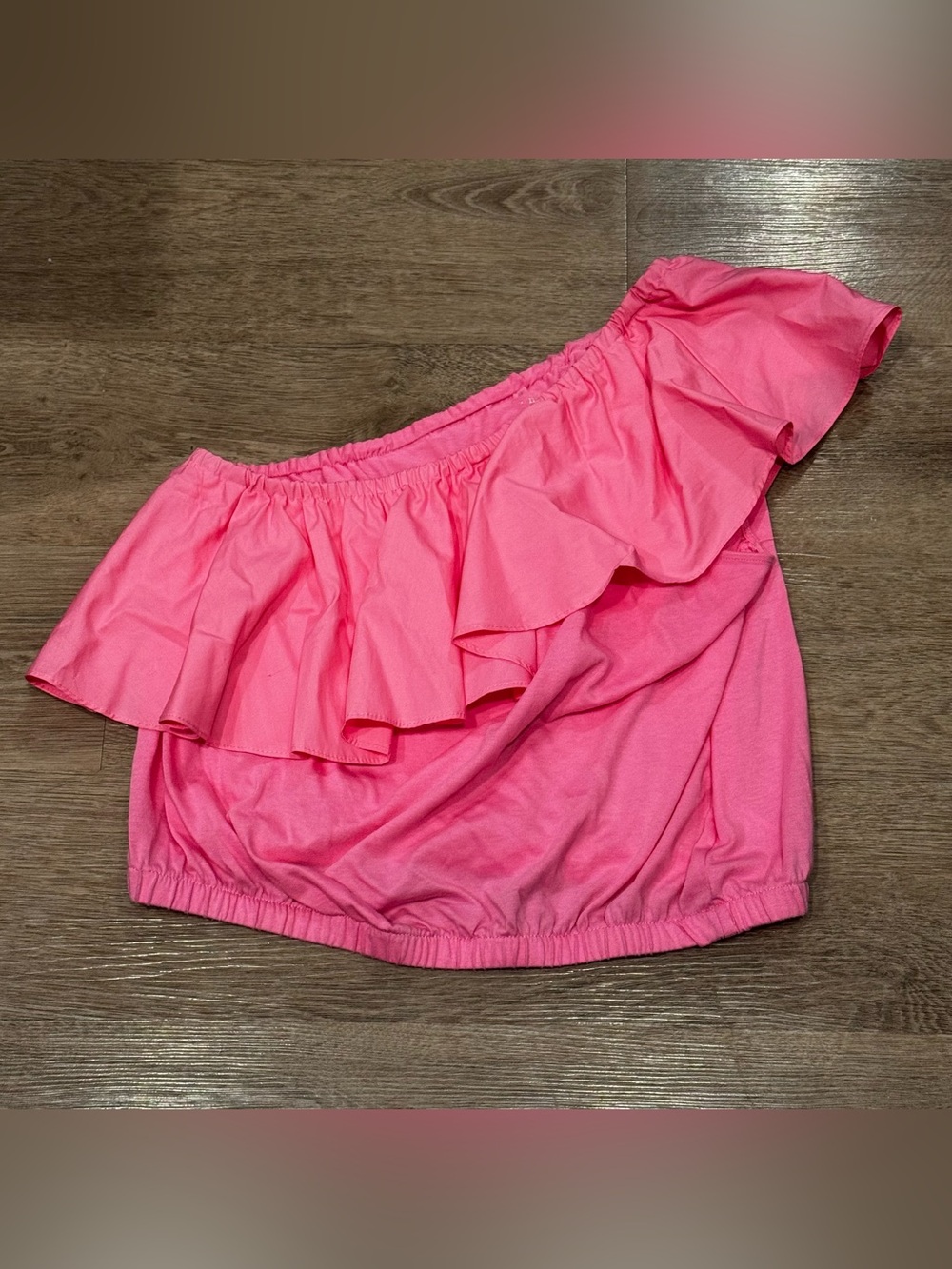 a new day Hot Pink One-Shoulder Ruffle Blouse